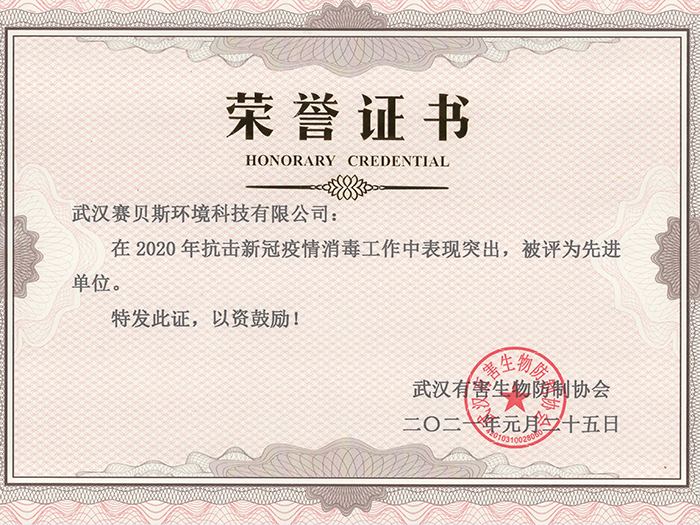 2020抗击新冠疫情消毒荣誉证书