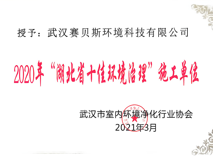 2020年“湖北省十佳环境浩理”施工单位